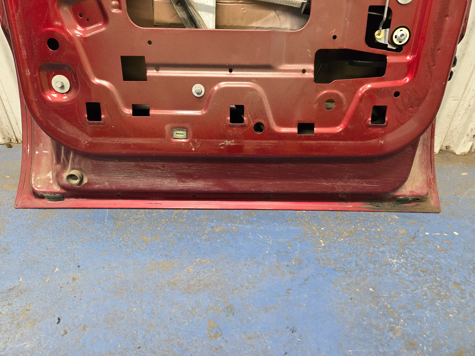 Second image of 2013-2016 Ford F250 F350 F450 F550 Super Duty Left Rear Crew Cab Door w/ Power Window, Ruby Red Paint Code (RR)